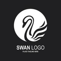 ícone de cisne e logotipo. ilustração vetorial vetor