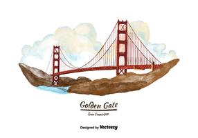 Livre de aguarela da Golden Gate Bridge de San Francisco vetor