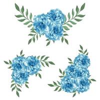 arranjo de flores em aquarela azul para decoração vetor