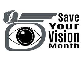 salve seu mês de visão, ideia para um pôster horizontal, banner, panfleto ou cartão postal sobre um tema médico vetor