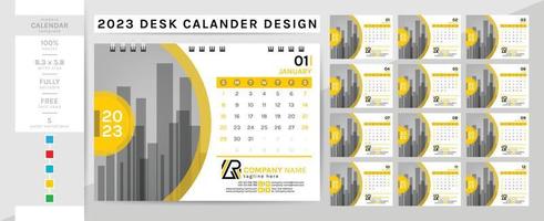 modelo de calendário de mesa elegante criativo para o ano de 2023. a semana começa no domingo. vetor