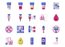 conjunto de ícones plana de laboratório médico vetor