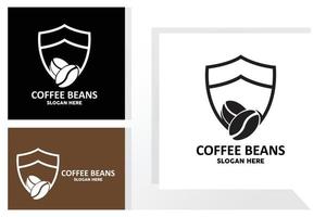 design de logotipo de bebida de feijão de café em ilustração vetorial de cor marrom vetor