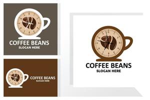 design de logotipo de bebida de feijão de café em ilustração vetorial de cor marrom vetor