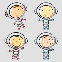 engraçado pequeno astronauta em poses de diferenças vetor