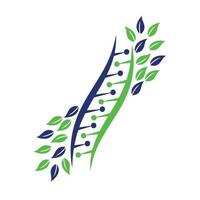 design de logotipo de vetor de DNA orgânico. ícone genético de dna. dna com design de logotipo de vetor de folhas verdes.