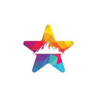 montanha em vetor de logotipo de forma de estrela. design de ilustrações de montanha de neve.