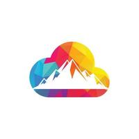 design de logotipo de nuvem de céu de montanha. design de ilustrações de montanha de neve. vetor
