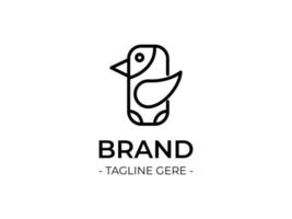 design de logotipo com um estilo de contorno que se assemelha a uma forma de pássaro com uma forma geométrica básica, adequado como referência de logotipo. vetor