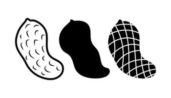 conjunto de ilustração de ícone de amendoim silhueta vetor