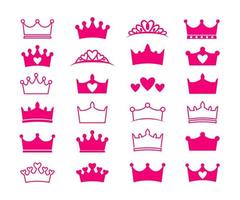 ilustração do ícone do logotipo da coroa do rei e da rainha vetor