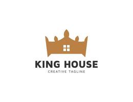 logotipo da coroa do rei com ilustração do símbolo da casa vetor