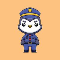 desenho de pinguim de polícia bonito doodle conceito desenhado à mão vetor ilustração de ícone kawaii