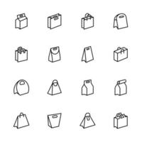conjunto de ícones de linha de saco de papel