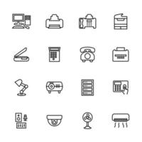 conjunto de ícones de eletrônicos de escritório vetor