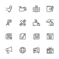 conjunto de ícones de linha para atividade de repórter
