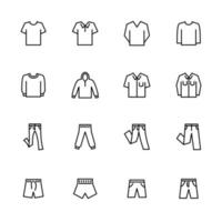 conjunto de ícones de linha para roupas masculinas casuais vetor