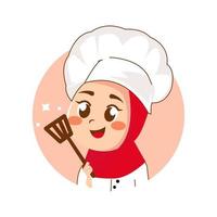 ilustração vetorial de chef bonito usando hijab vetor
