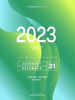 modelo abstrato de cartaz de festa de ano novo de 2023. fundo de folheto abstrato líquido vetor