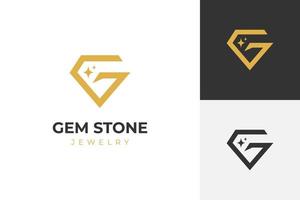 gema da letra inicial g com logotipo de linha de diamante para elemento de vetor de símbolo de ícone de logotipo de joias douradas, logotipo de ícone de casamento