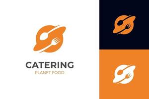 logotipo de comida de planeta de restaurante para elemento de vetor de símbolo de ícone de catering de negócios