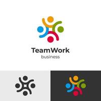 trabalho em equipe negócios abstratos pessoas design de ícone de logotipo colorido, símbolo de sinal de emblema de coworking de trabalho em equipe familiar vetor