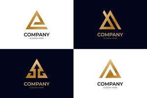letra de triângulo dourado um logotipo de negócios de monograma, logotipo de identidade de empresa elegante simples vetor