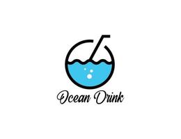 ilustração de logotipo de bebida fresca com conceito de oceano vetor