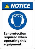 observe proteção de ouvido necessária sinal em fundo branco vetor