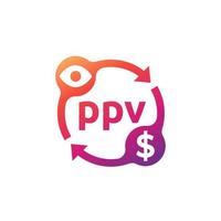 ppv, ícone de pagamento por visualização vetor