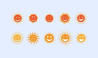 sol bonito. emoji feliz ensolarado dos desenhos animados vetor