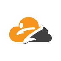 esportes de karatê com design de logotipo de vetor de nuvem. conceito de logotipo de arte marcial.
