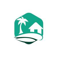 design de logotipo de casa de praia. design de logotipo de resort de praia. vetor