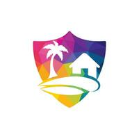 design de logotipo de casa de praia. design de logotipo de resort de praia. vetor