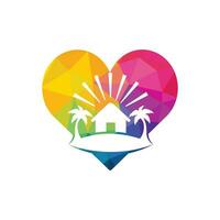 design de logotipo de amor de praia. design de logotipo de resort de praia. vetor