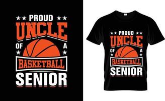 tio orgulhoso de um design de camiseta de basquete sênior de basquete, slogan de camiseta de basquete e design de vestuário, tipografia de basquete, vetor de basquete, ilustração de basquete
