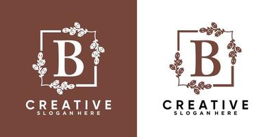 flor e último b design de logotipo com estilo e conceito criativo vetor