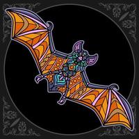 artes de mandala de morcego coloridas isoladas em fundo preto vetor