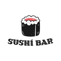 imprimir com um rolo com o texto sushi bar. o logotipo do conceito de um sushi bar, fast food asiático. ilustração vetorial isolada da cozinha japonesa. vetor
