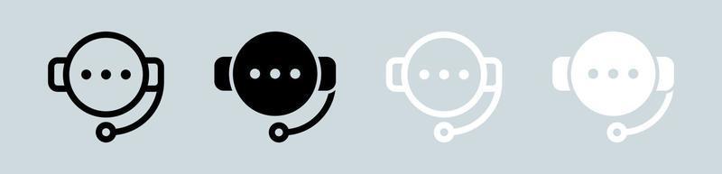 ícone de call center definido em preto e branco. ilustração vetorial de sinais de suporte. vetor