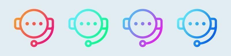 ícone de linha de call center em cores gradientes. ilustração vetorial de sinais de apoio. vetor