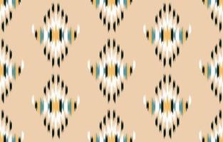 padrão étnico ikat sem costura. fundo de vetor de bordado tradicional indiano africano tribal. tecido asteca tapete batik ornamento chevron decoração têxtil papel de parede