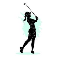 mulheres jovens jogando golfe. ilustração vetorial vetor