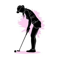 silhueta de um jogador de golfe feminino. ilustração vetorial vetor