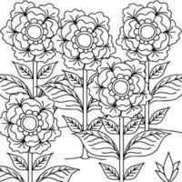desenho de impressão elemento de contorno de flor para colorir vetor