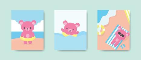 urso bonito feliz cartão postal vetor
