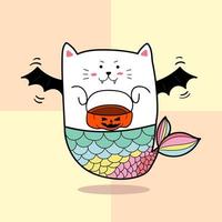 sereia de gato para o halloween vetor