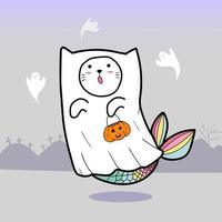 gato fantasma para o halloween vetor