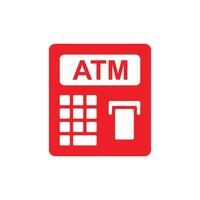 eps10 vermelho vetor atm ícone sólido abstrato isolado no fundo branco. símbolo de máquina atm em um estilo moderno simples e moderno para o design do seu site, logotipo e aplicativo móvel