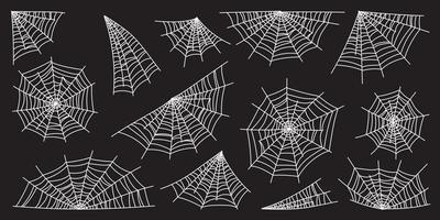 conjunto de teia de aranha e decoração de teia de aranha de halloween para design assustador de teia de aranha vetor